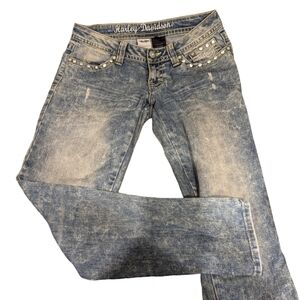 Harley Davidson acid washed distressed jeans size 6